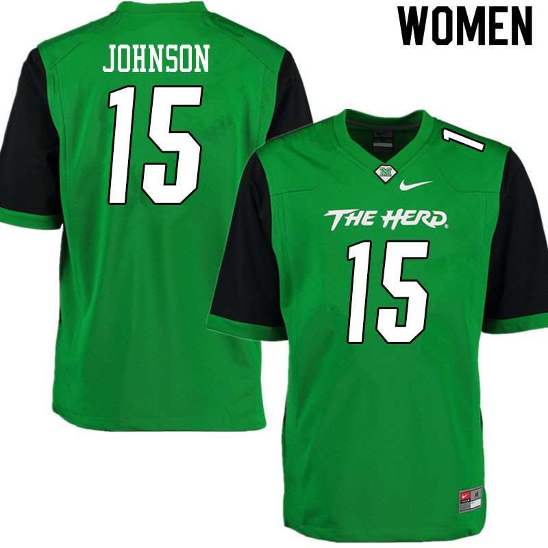 Women #15 TJ Johnson Marshall Thundering Herd College Football Jerseys Sale-Gren